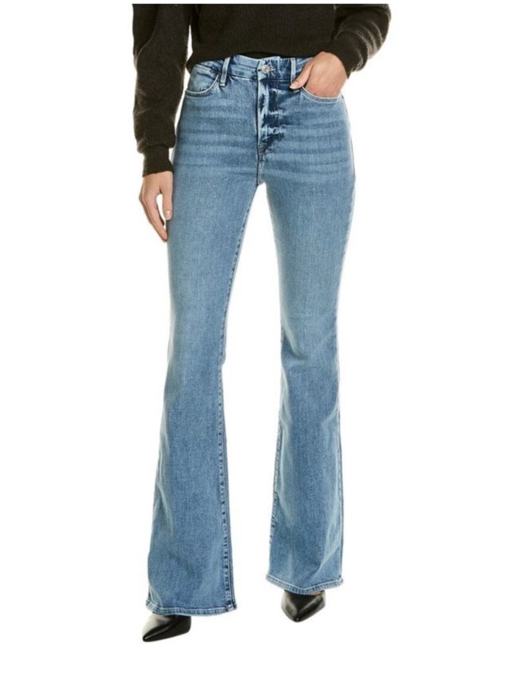 NWT FRAME Le Super High Flare Mid Wash High Rise Jeans